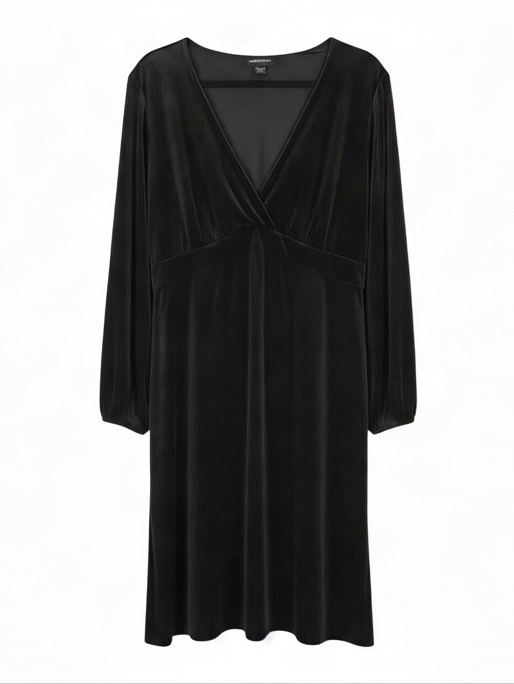 Lane Bryant Black Velvet V-Neck Empire Waist Long Sleeve Dress 3XL 22 24 New